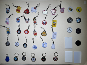 Low Frequency EM, Indala, HID duplicate keychain, fob, stickers